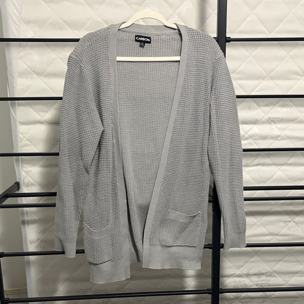Carbon Light Gray Knit Cardigan
